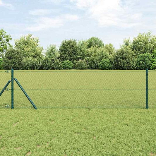 Fence with Posts Green 0.6 x 100 m PVC-coated steel