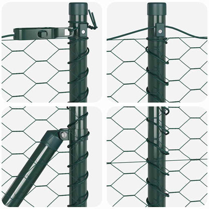 Fence with Posts Green 0.6 x 100 m PVC-coated steel