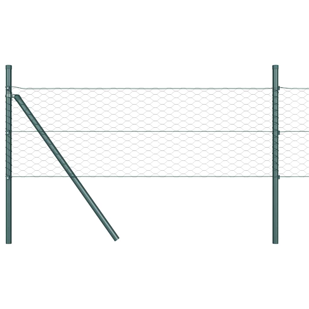 Fence with Posts Green 0.6 x 100 m PVC-coated steel