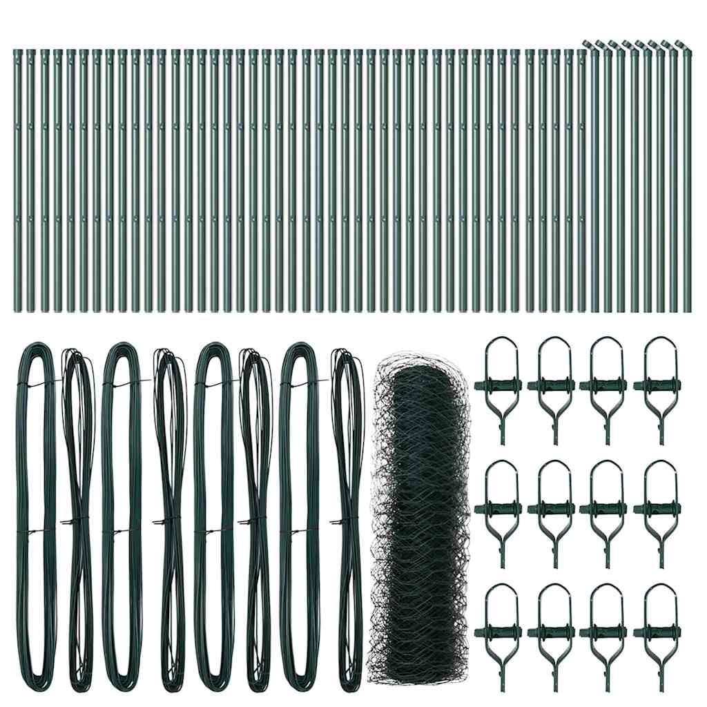 Fence with Posts Green 0.6 x 100 m PVC-coated steel