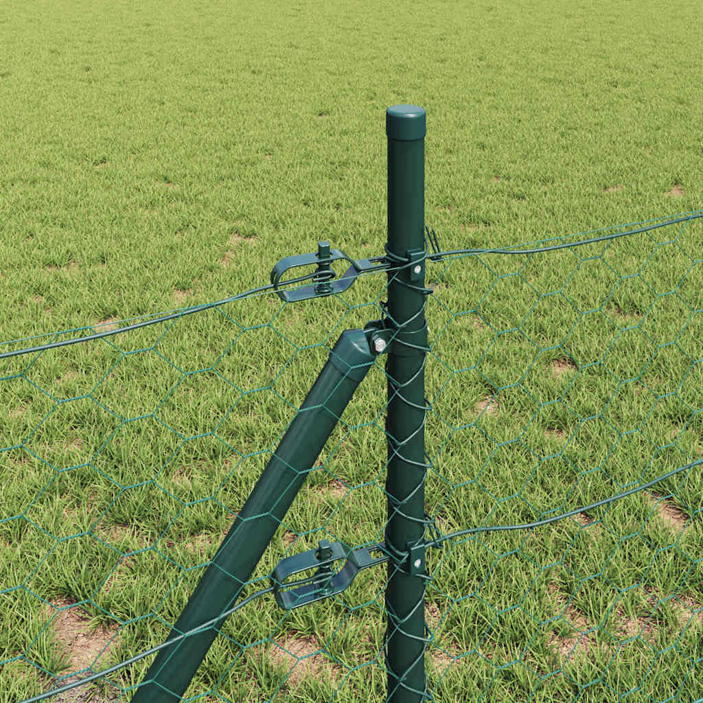 Fence with Posts Green 0.8 x 100 m PVC-coated steel
