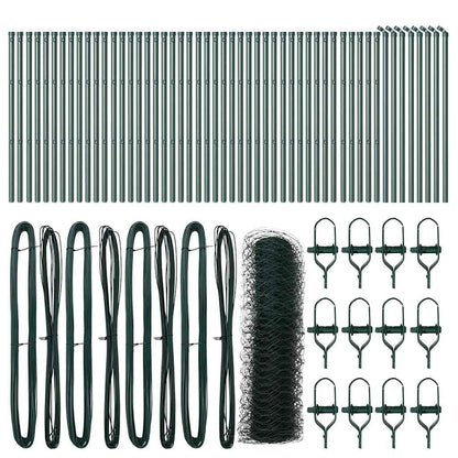 Fence with Posts Green 0.8 x 100 m PVC-coated steel