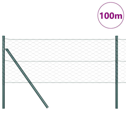 Fence with Posts Green 0.8 x 100 m PVC-coated steel