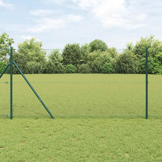Fence with Posts Green 1 x 100 m PVC-coated steel