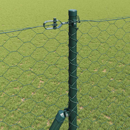 Fence with Posts Green 1.5 x 100 m PVC-coated steel