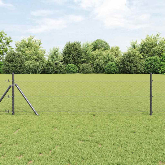 Fence with Posts Grey 0.4 x 10 m PVC-coated steel