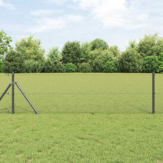 Fence with Posts Grey 0.6 x 10 m PVC-coated steel