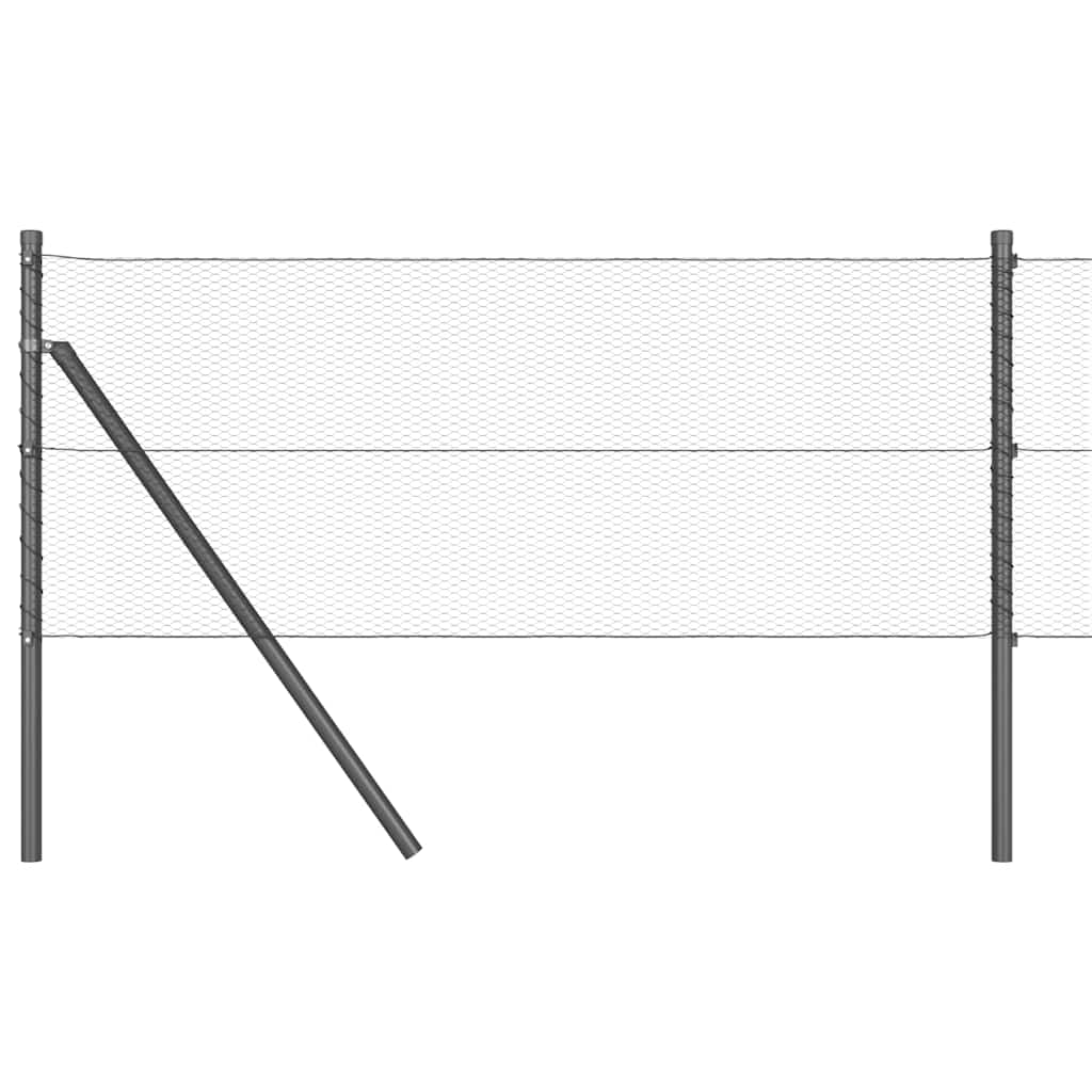 Fence with Posts Grey 0.6 x 10 m PVC-coated steel
