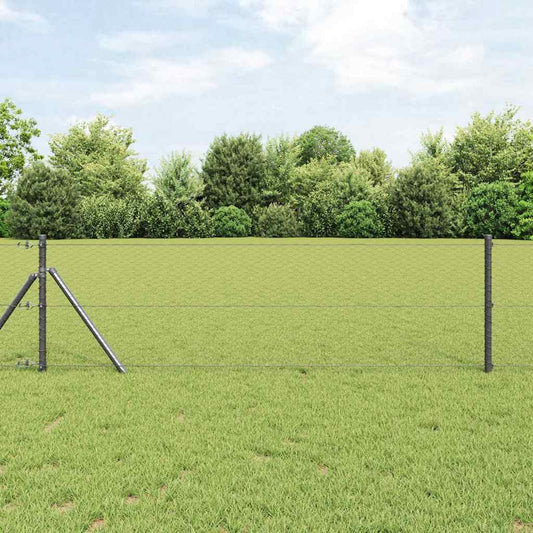 Fence with Posts Grey 0.6 x 10 m PVC-coated steel