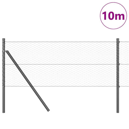 Fence with Posts Grey 0.6 x 10 m PVC-coated steel
