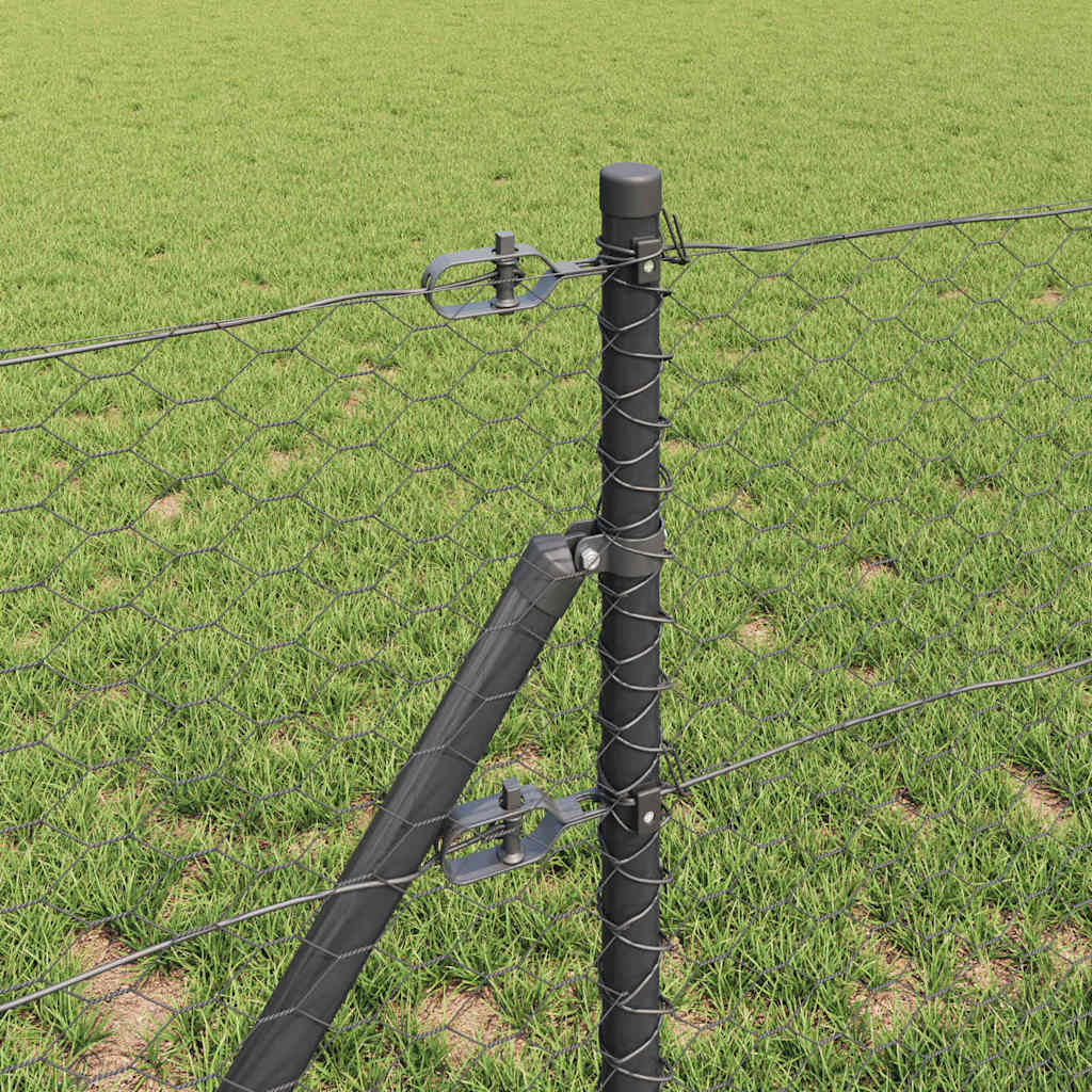 Fence with Posts Grey 0.6 x 10 m PVC-coated steel