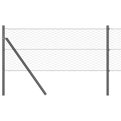 Fence with Posts Grey 0.6 x 10 m PVC-coated steel