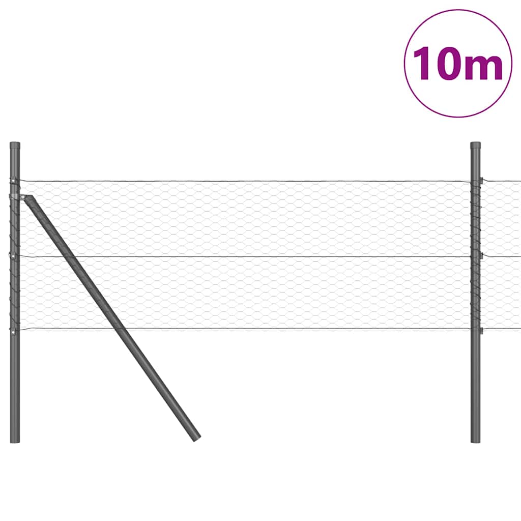 Fence with Posts Grey 0.8 x 10 m PVC-coated steel