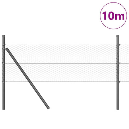 Fence with Posts Grey 0.8 x 10 m PVC-coated steel