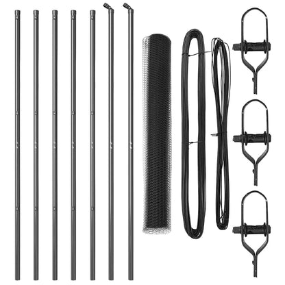 Fence with Posts Grey 1 x 10 m PVC-coated steel
