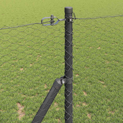 Fence with Posts Grey 1 x 10 m PVC-coated steel