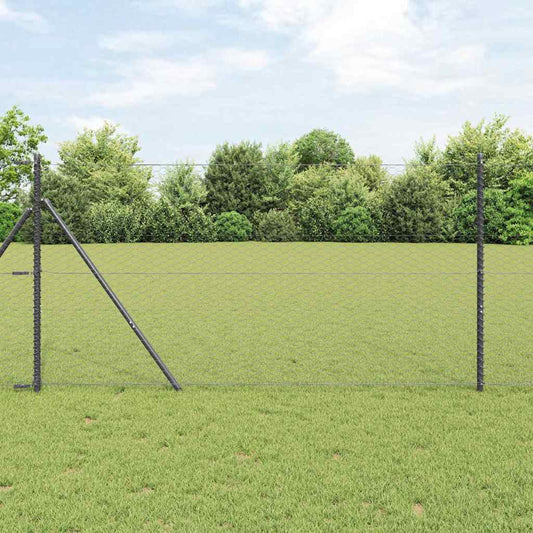Fence with Posts Grey 1 x 10 m PVC-coated steel