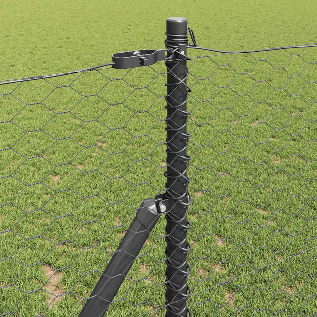 Fence with Posts Grey 1.2 x 10 m PVC-coated steel