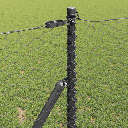 Fence with Posts Grey 1.2 x 10 m PVC-coated steel