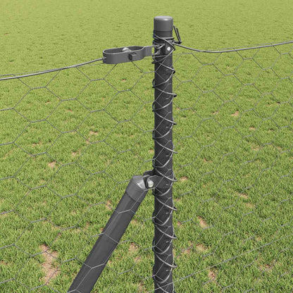 Fence with Posts Grey 1.4 x 10 m PVC-coated steel