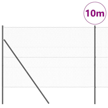 Fence with Posts Grey 1.5 x 10 m PVC-coated steel
