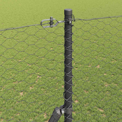 Fence with Posts Grey 1.6 x 10 m PVC-coated steel