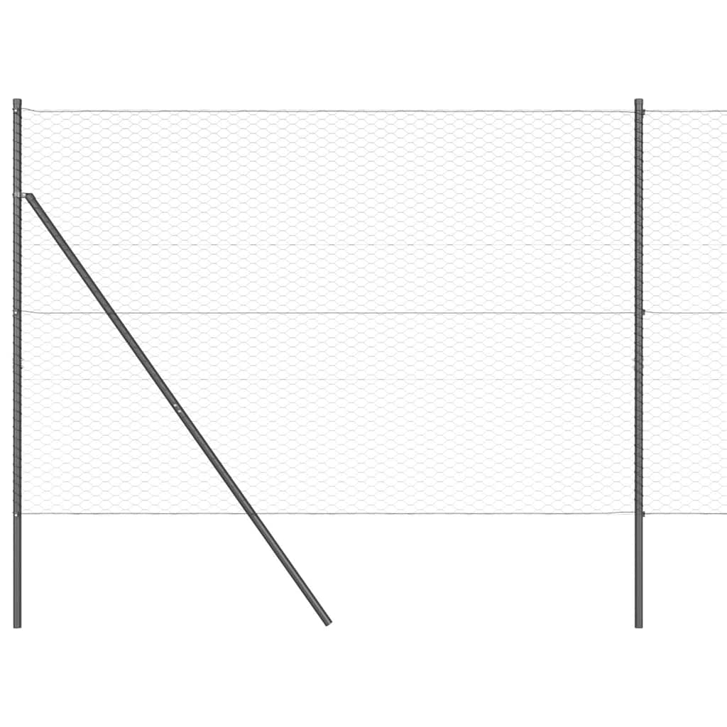 Fence with Posts Grey 1.6 x 10 m PVC-coated steel