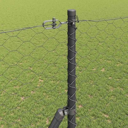 Fence with Posts Grey 1.6 x 10 m PVC-coated steel