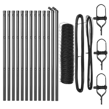 Fence with Posts Grey 0.5 x 25 m PVC-coated steel