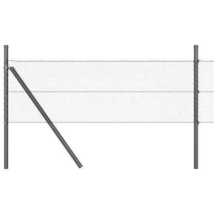 Fence with Posts Grey 0.6 x 25 m PVC-coated steel