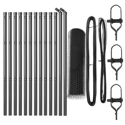 Fence with Posts Grey 0.6 x 25 m PVC-coated steel