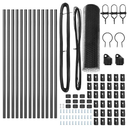 Fence with Posts Grey 0.6 x 25 m PVC-coated steel