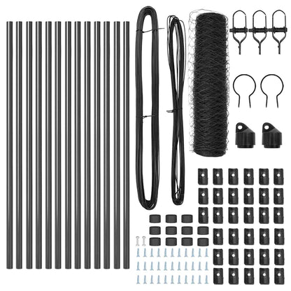 Fence with Posts Grey 0.6 x 25 m PVC-coated steel