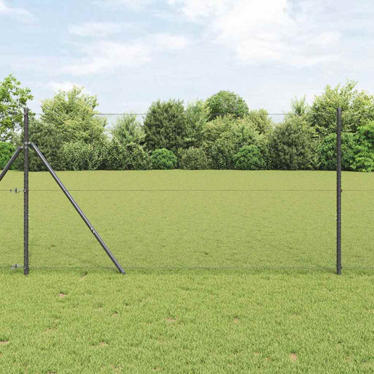 Fence with Posts Grey 1 x 25 m PVC-coated steel