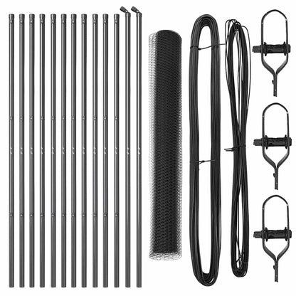 Fence with Posts Grey 1 x 25 m PVC-coated steel
