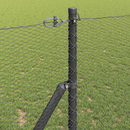 Fence with Posts Grey 1.4 x 25 m PVC-coated steel
