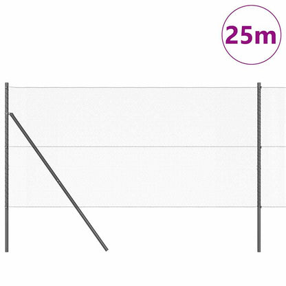 Fence with Posts Grey 1.4 x 25 m PVC-coated steel