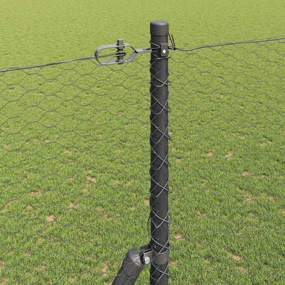 Fence with Posts Grey 1.5 x 25 m PVC-coated steel