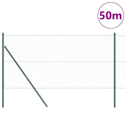 Fence with Posts Grey 1.4 x 50 m PVC-coated steel