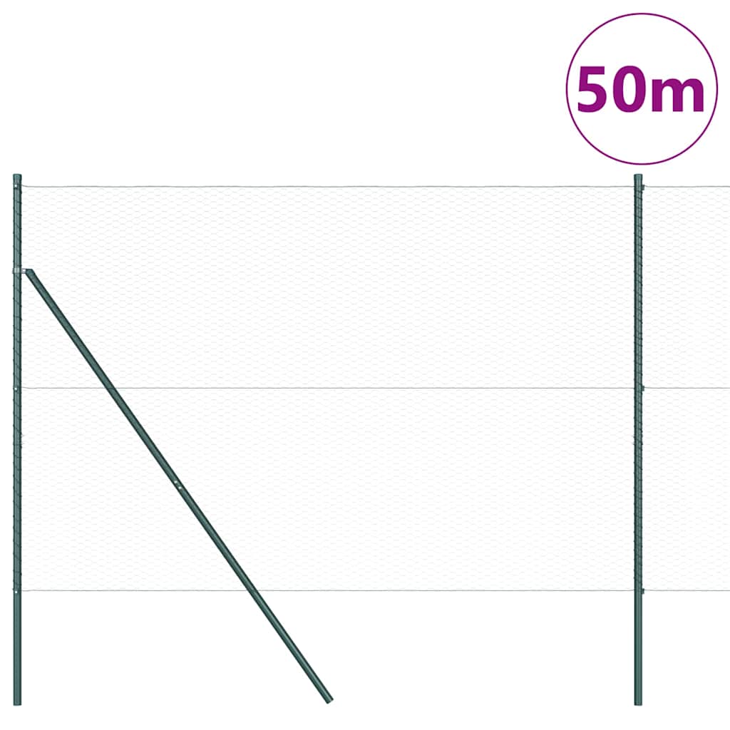 Fence with Posts Grey 1.6 x 50 m PVC-coated steel