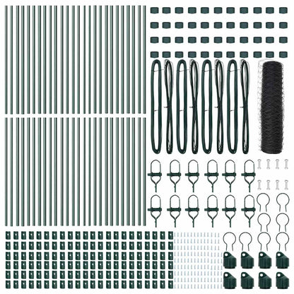 Fence with Posts Grey 0.4 x 100 m PVC-coated steel