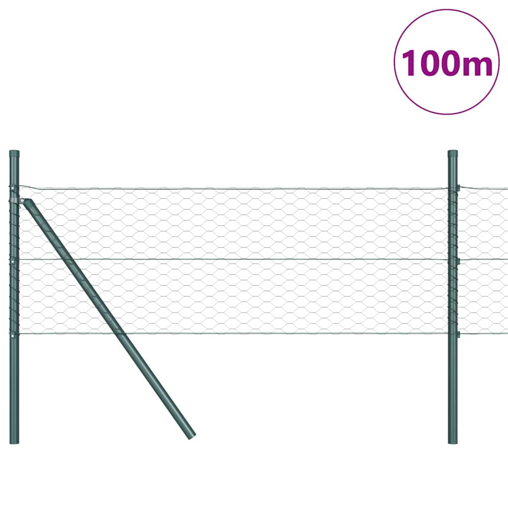 Fence with Posts Grey 0.4 x 100 m PVC-coated steel