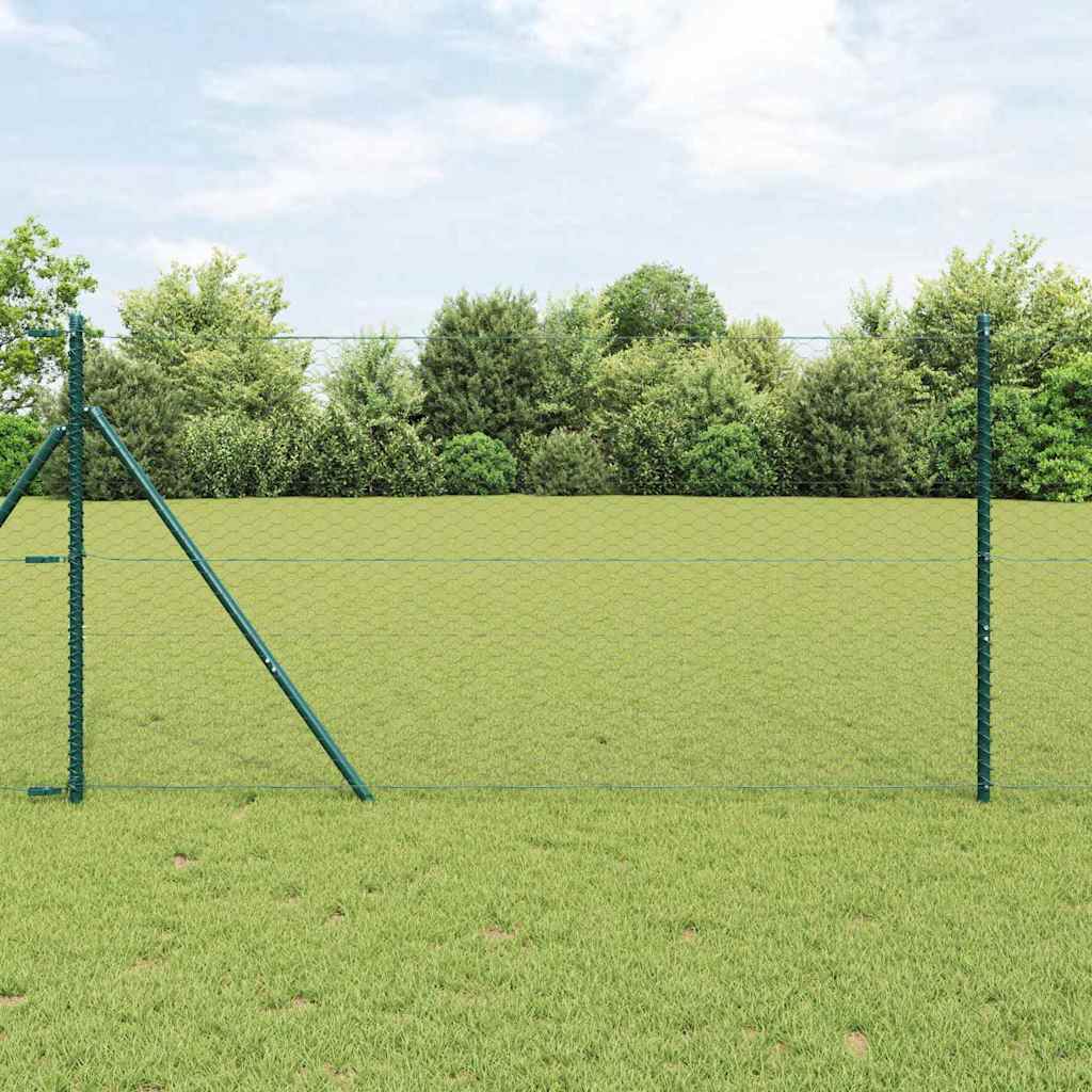 Fence with Posts Grey 1 x 100 m PVC-coated steel