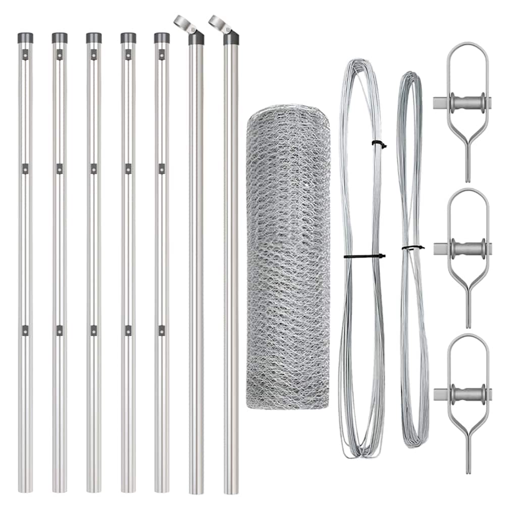 Fence with Posts Silver 0.4 x 10 m PVC-coated steel