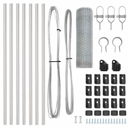 Fence with Posts Silver 0.4 x 10 m PVC-coated steel