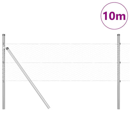 Fence with Posts Silver 0.4 x 10 m PVC-coated steel