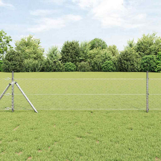 Fence with Posts Silver 0.5 x 10 m PVC-coated steel