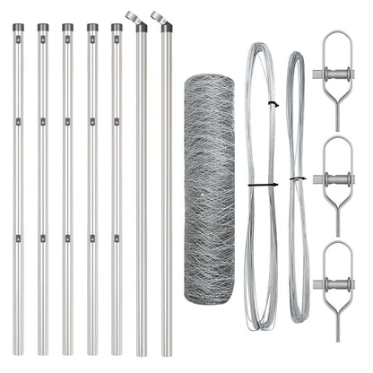 Fence with Posts Silver 0.5 x 10 m PVC-coated steel