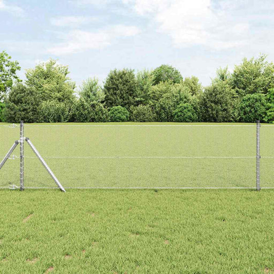 Fence with Posts Silver 0.6 x 10 m PVC-coated steel