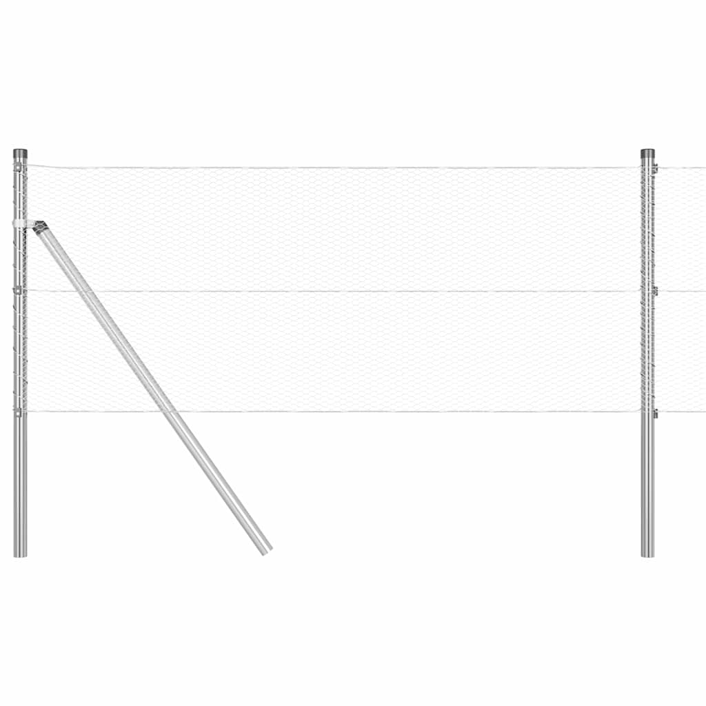 Fence with Posts Silver 0.6 x 10 m PVC-coated steel